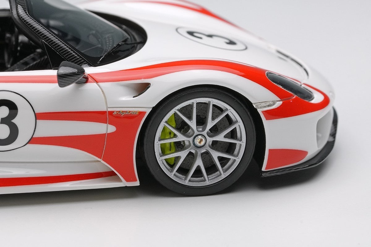 EIDOLON EM569F 1/43 Porsche 918 Spyder Weissach Package 2011 White Red Stripe