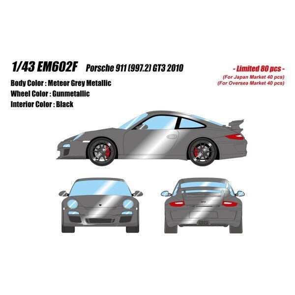 Make Up Eidolon EM602F 1/43 Porsche 911 (997.2) GT3 2010 Meteor Grey Metallic