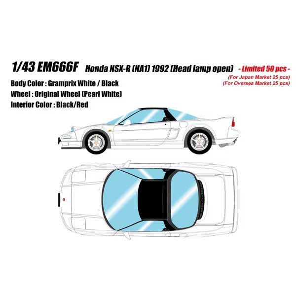 Make Up EIDOLON EM666F 1/43 Honda NSX-R NA1 1992 Head Lamp Open Grand Prix White
