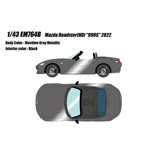 Make Up EIDOLON EM764B 1/43 Mazda Roadster ND 990S 2022 Machine Gray Metallic