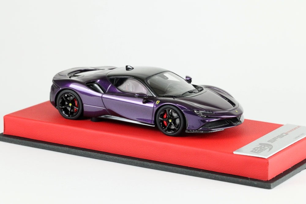 BBR RACE43-132 1/43 Ferrari SF90 Stradale Violet Red Leather Base Ltd 20pcs