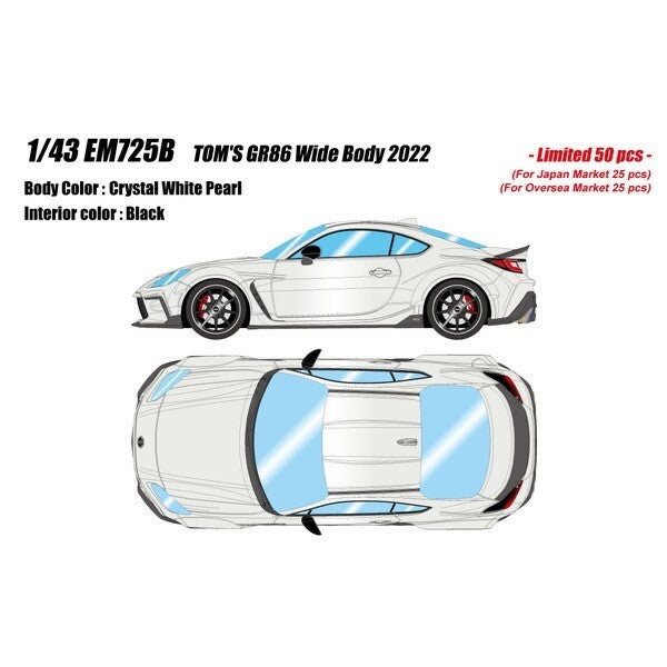 EIDOLON EM725B – 1/43 TOM’S GR86 Wide Body 2022 “Crystal White Pearl” Resin