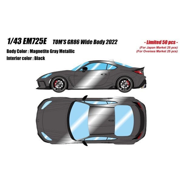 Make Up EIDOLON EM725E 1/43 TOMʼS GR86 Wide Body 2022 Magnetite Gray Metallic