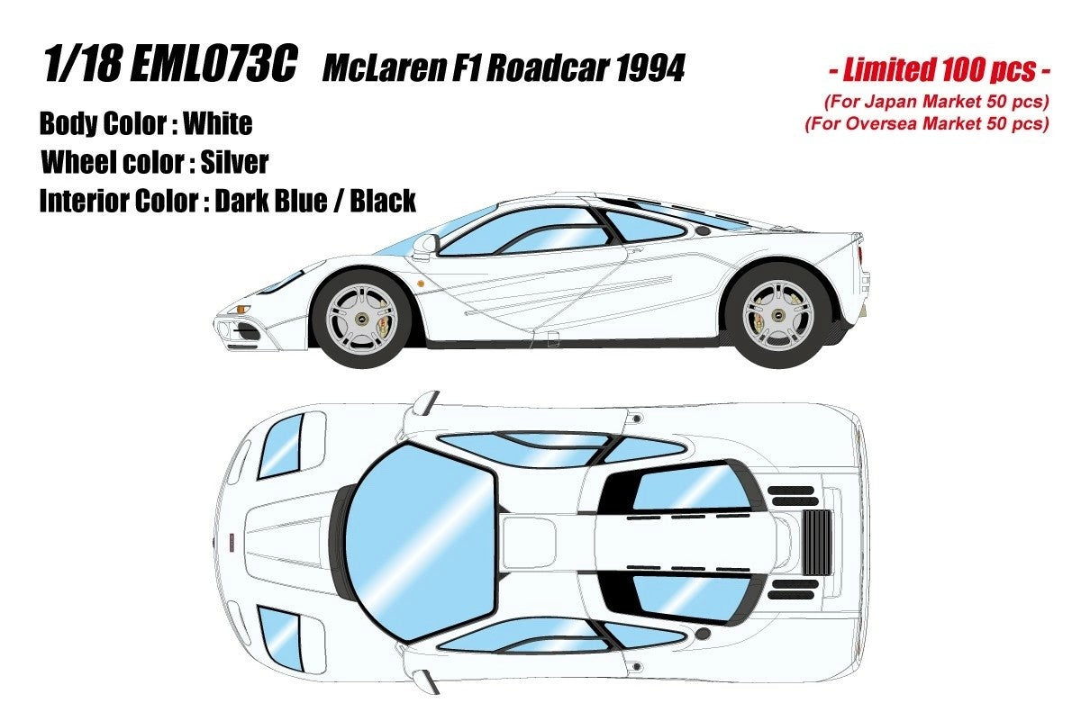 Make Up EIDOLON EML073C 1/18 McLaren F1 Roadcar 1994 White Limited 100 pcs