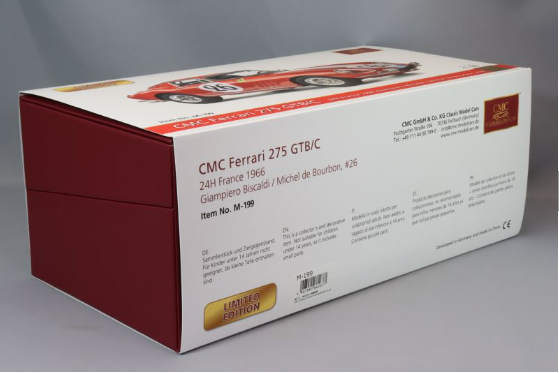 CMC CMC-199 1/18 Ferrari 275 GTB/C Le Mans 24H 1966 #26 Multi Color Diecast