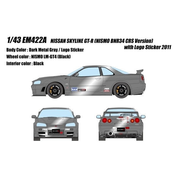 EIDOLON EM422A 1/43 Nissan Skyline GT-R NISMO BNR34 CRS Version 2011 Dark Metal