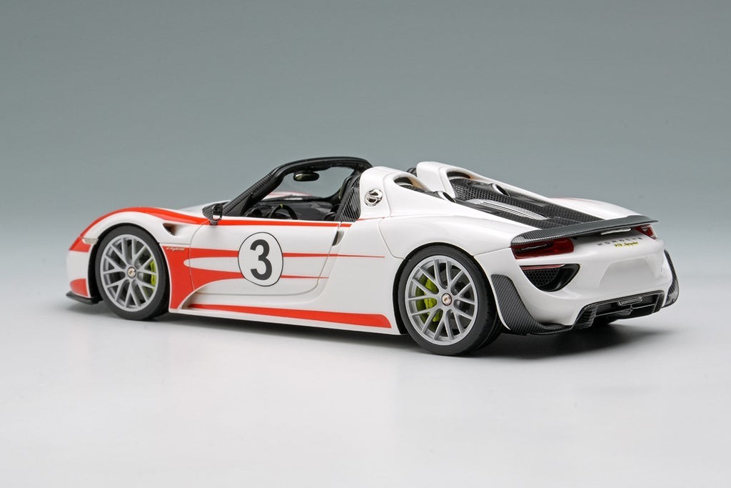 EIDOLON EM569F 1/43 Porsche 918 Spyder Weissach Package 2011 White Red Stripe