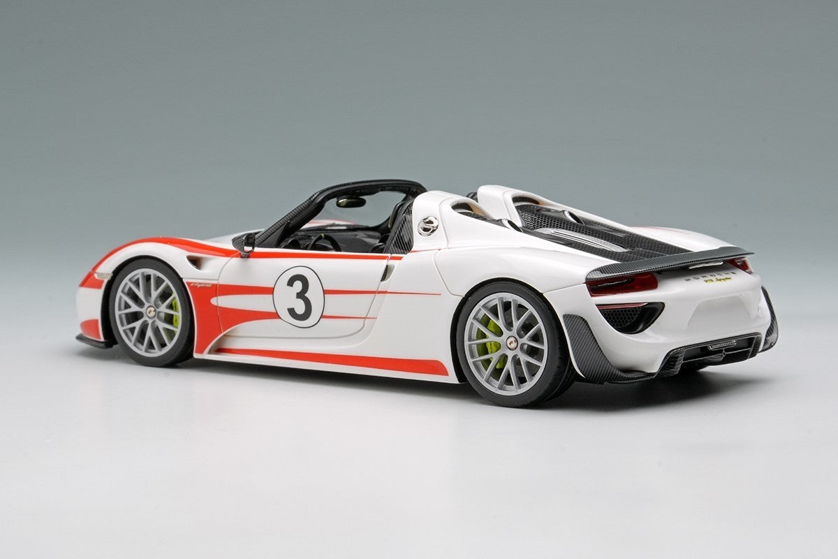 EIDOLON EM569F 1/43 Porsche 918 Spyder Weissach Package 2011 White Red Stripe