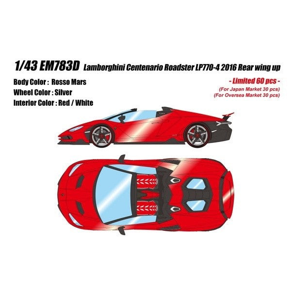 EIDOLON EM783D 1/43 Lamborghini Centenario Roadster LP770-4 2016 Rosso Mars