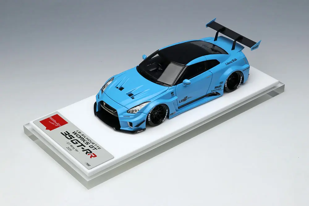 Make Up EIDOLON LB014B 1/43 LB Silhouette Works 35GT-RR GT Wing Pearl Light Blue