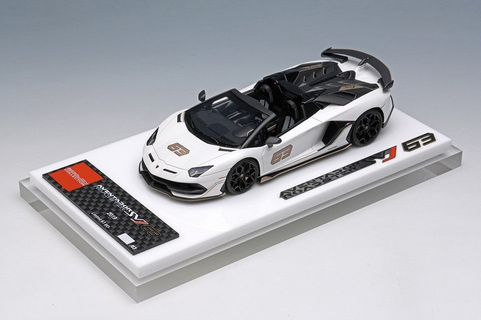 EIDOLON EM517F 1/43 Lamborghini Aventador SVJ 63 Roadster 2019 Bianco Phanes