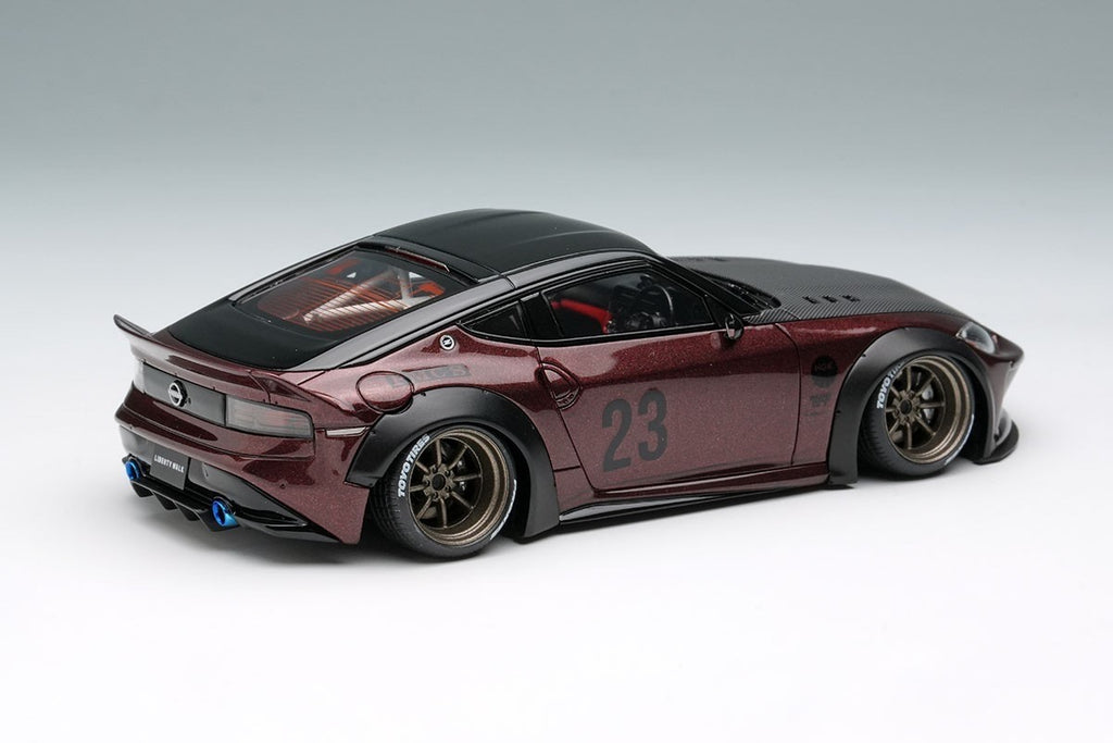Make Up EIDOLON LB023E 1/43 Nissan Z RZ34 Burgundy Watanabe 8-Spoke Wheels