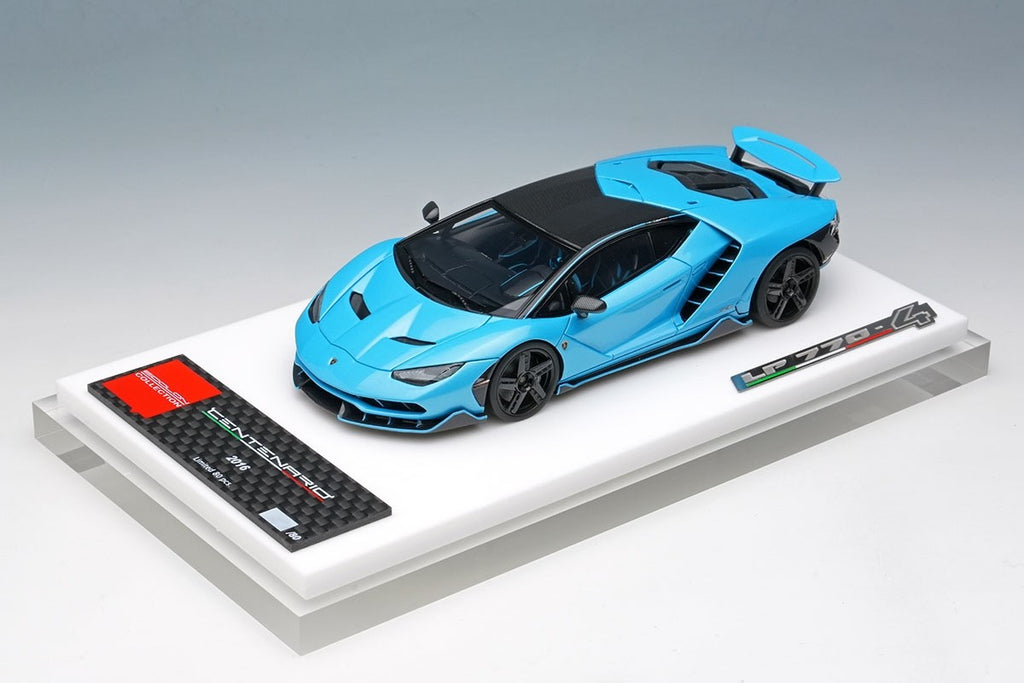 EIDOLON EM780B 1/43 Lamborghini Centenario LP770-4 2016 Rear Wing Up Blu Cepheus