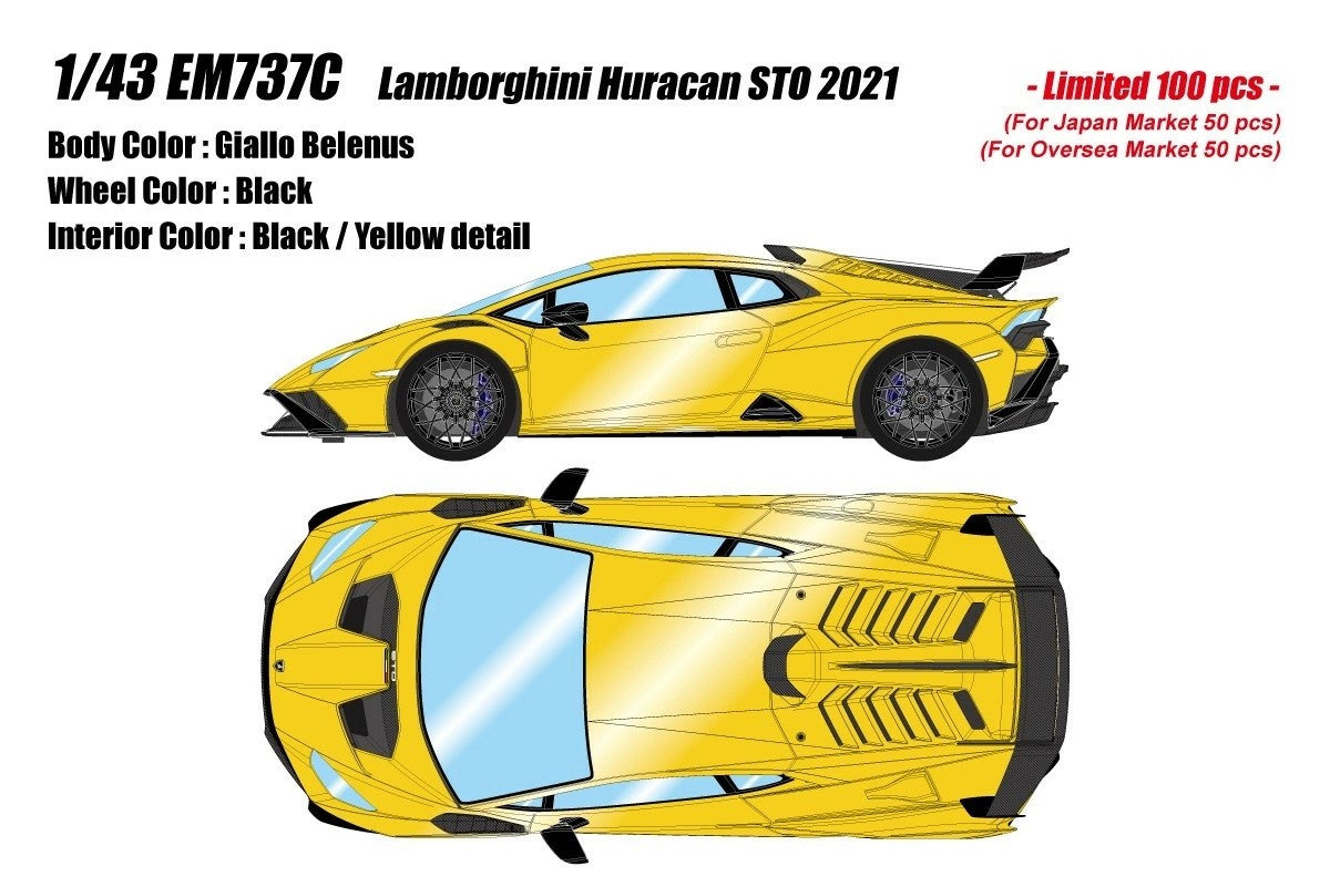 Make Up EIDOLON EM737C 1/43 Lamborghini Huracan STO 2021 Giallo Belenus Resin