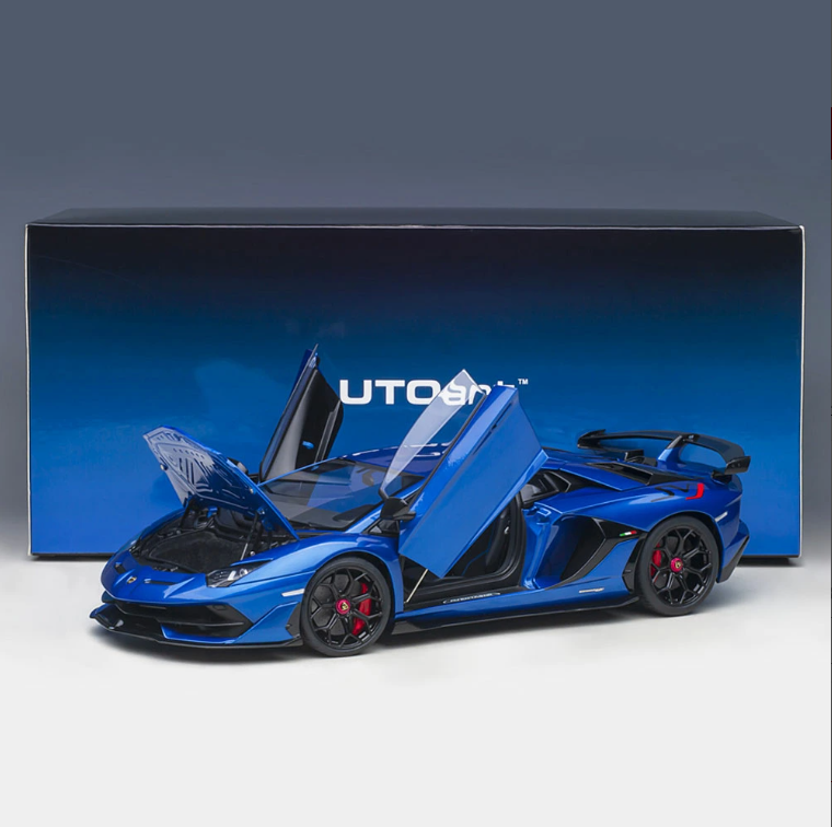 AUTOart 1/18 Lamborghini Aventador SVJ Metallic Blue Resin Model Car 79174