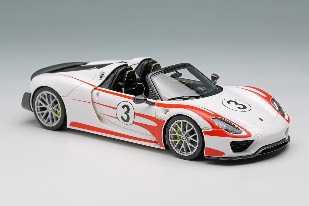 EIDOLON EM569F 1/43 Porsche 918 Spyder Weissach Package 2011 White Red Stripe