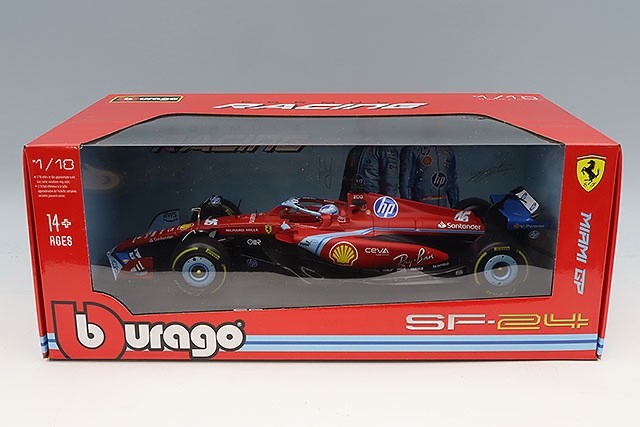 Bburago K18-16815LMIA 1/18 Ferrari SF-24 #16 Leclerc Miami 2024 F1 Red Diecast