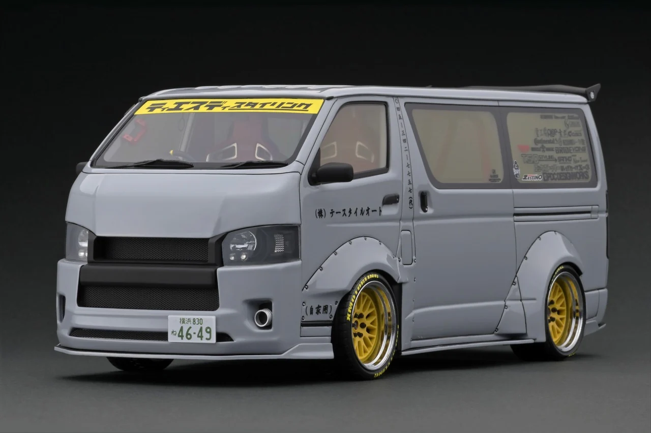 Ignition Model IG3120 1/18 T.S.D WORKS Toyota Hiace Wide Body Gray Resin