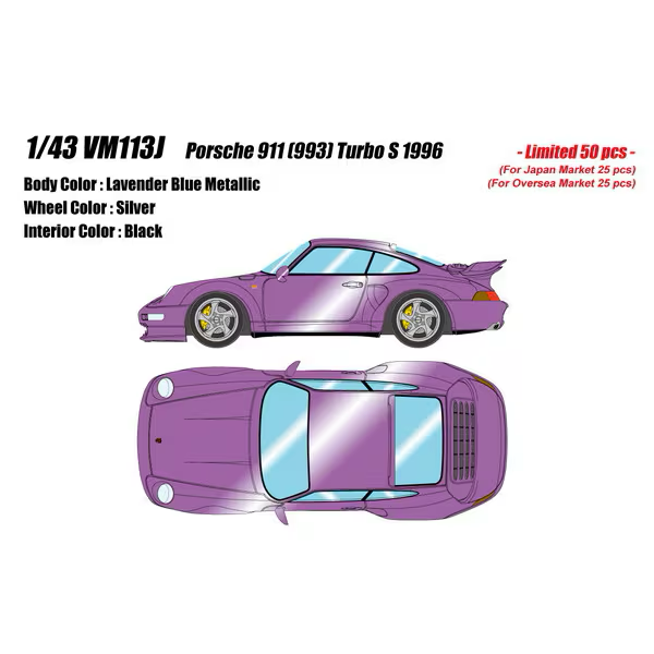 Make Up VISION VM113J – 1/43 Porsche 911 (993) Turbo S 1996 – Lavender Blue