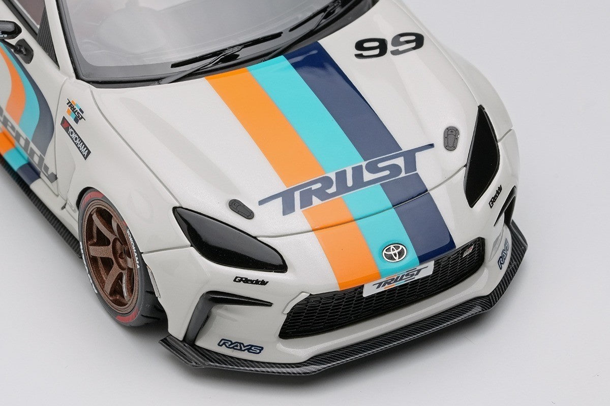 EIDOLON EM664 1/43 Trust Greddy GR86 Turbo Crystal White Pearl 2023 Tokyo Salon