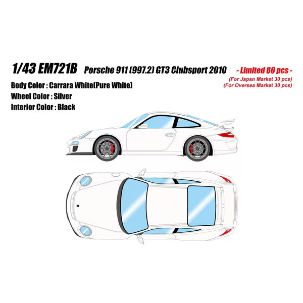 Make Up Eidolon EM721B 1/43 Porsche 911 997.2 GT3 Clubsport 2010 Carrera White