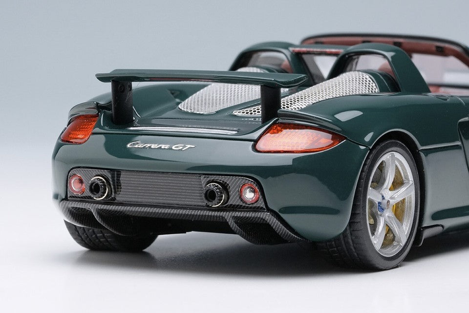EIDOLON EM567E 1/43 Porsche Carrera GT 2004 British Racing Green Rear Wing Up