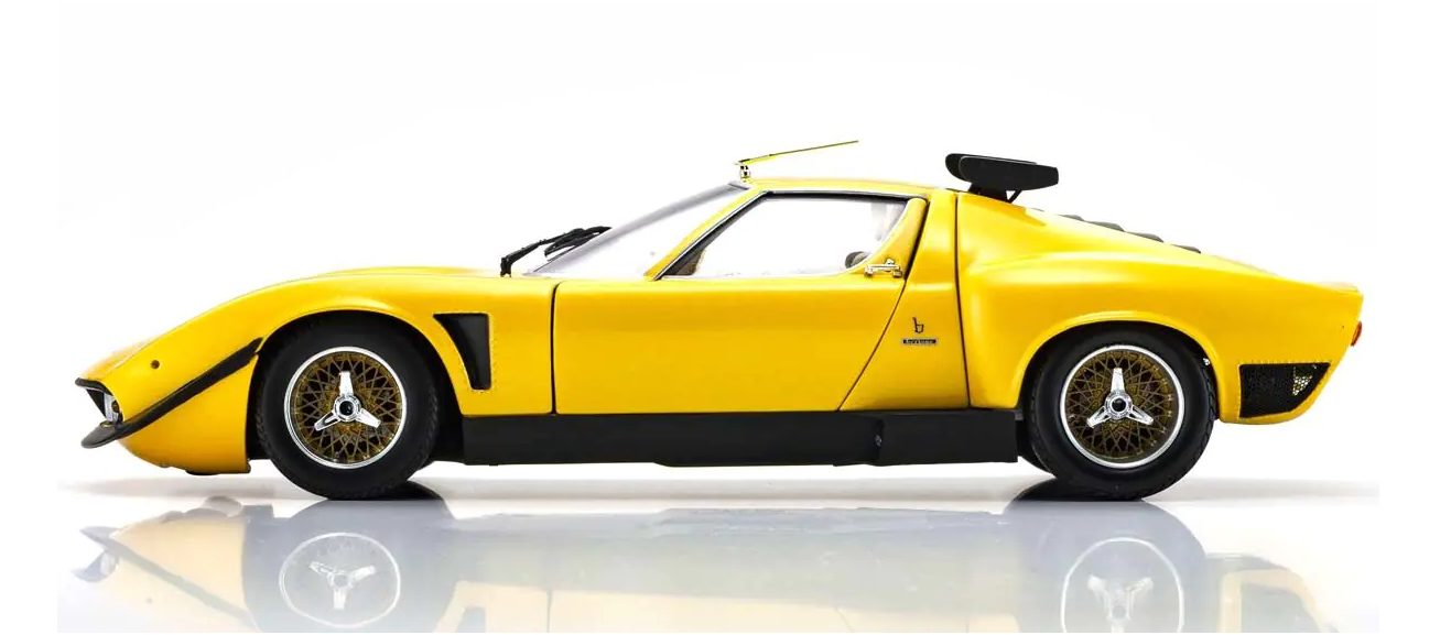 Kyosho KS08319GY 1/18 Lamborghini Miura SVR Yellow Black Diecast Model Car