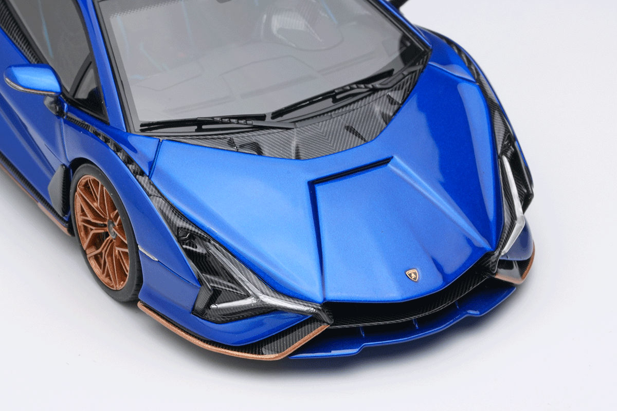 Make up EIDOLON EM675B 1/43 Lamborghini Sián FKP37 2019 with Stripe Blue Limited