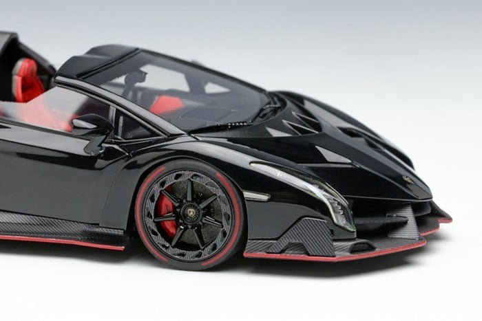 EIDOLON EM451C 1/43 Lamborghini Veneno Roadster 2015 Black Red Stripe Resin