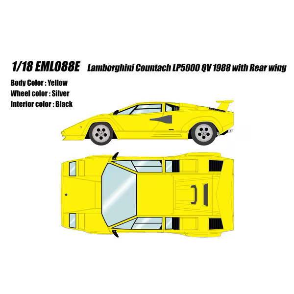 Make Up EIDOLON EML088E - 1/18 Lamborghini Countach LP5000 QV 1988 (Yellow)