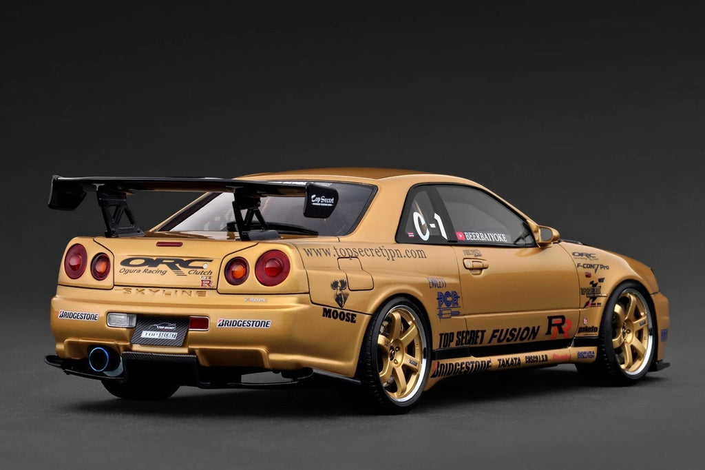 Ignition Model IG3847 1/18 TOP SECRET Thailand 34GT-R BNR34 Gold