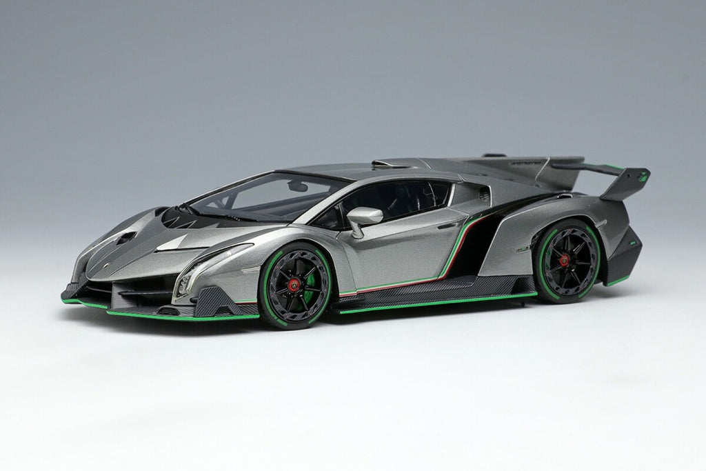 EIDOLON EM449C 1/43 Lamborghini Veneno 2013 Metallic Gray Green Accent Resin Car