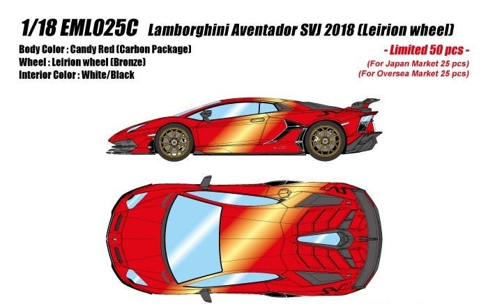 EIDOLON EML025C 1/18 Lamborghini Aventador SVJ 2018 Candy Red / Leighton Wheels