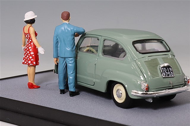 BRUMM BRS2523 1/43 Fiat 600 1955 Light Green 70th Anniversary Giacosa Figures