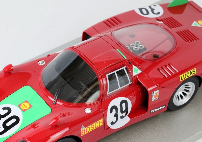 Tecno Model TM18-08C 1/18 Alfa Romeo 33/2 Coda Lunga 1968 Red #39 Le Mans 24h