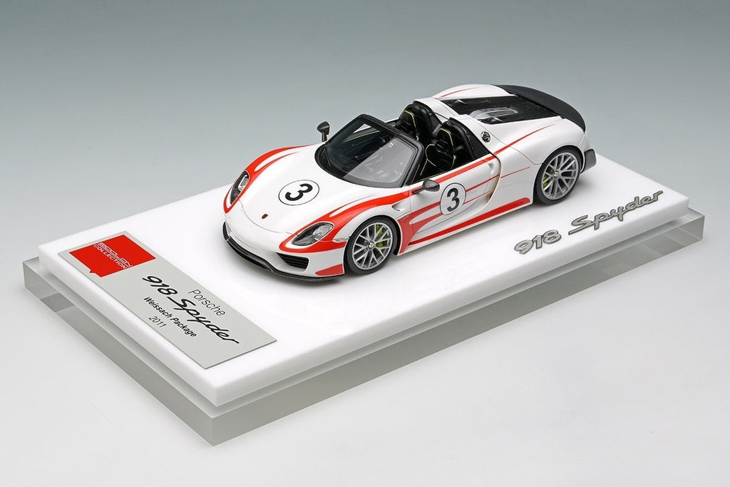 EIDOLON EM569F 1/43 Porsche 918 Spyder Weissach Package 2011 White Red Stripe