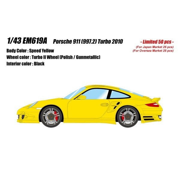 Make Up EIDOLON EM619A 1/43 Porsche 911 997.2 Turbo 2010 Speed Yellow (Resin)