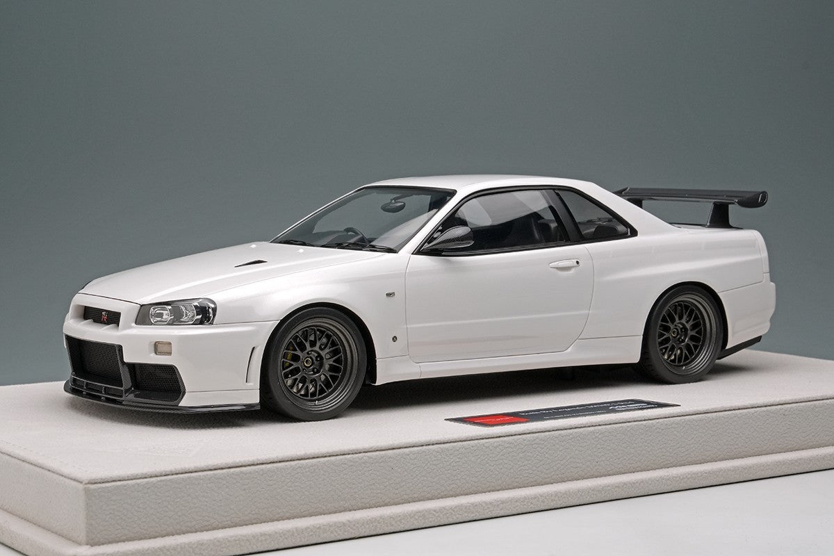 Make Up Eidolon EML130A 1/18 Mine’s Skyline GT-R BNR34 Shiranami White Resin