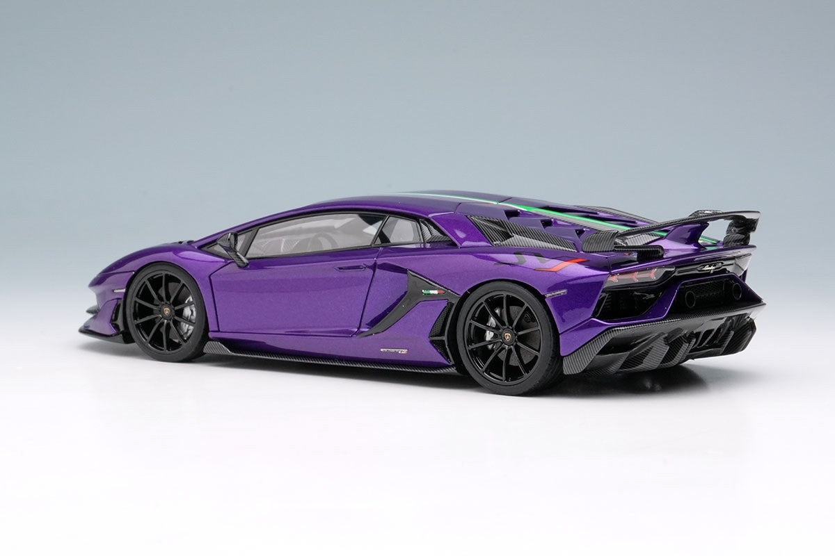 EIDOLON EM513G 1/43 Lamborghini Aventador SVJ 2018 Viola Pasifae Italian Stripe