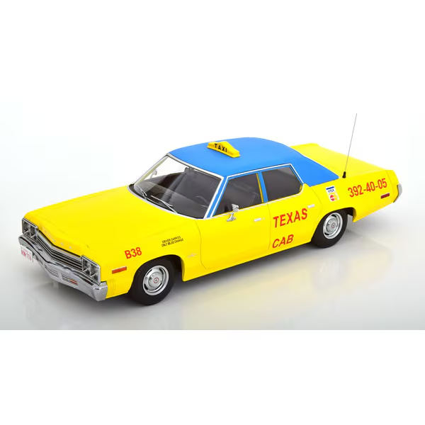 KK Scale KKDC181126 1/18 Dodge Monaco 1974 Texas Taxi Yellow/Blue Diecast