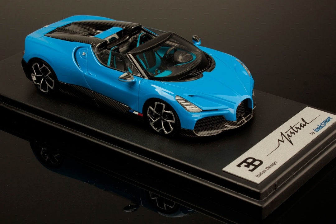 Looksmart LS544C 1/43 Bugatti W16 Mistral 2023 Blue Roadster Resin