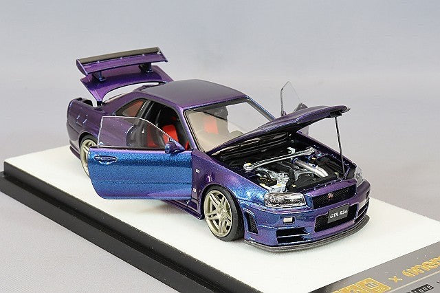 PGM PGM-430102-1 1/43 Nismo Nissan Skyline GT-R R34 Z-tune Purple Diecast