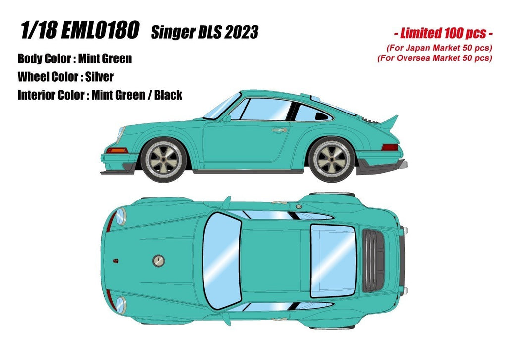 EIDOLON EML018O 1/18 Singer 911 DLS 2023 Mint Green Resin Model Car