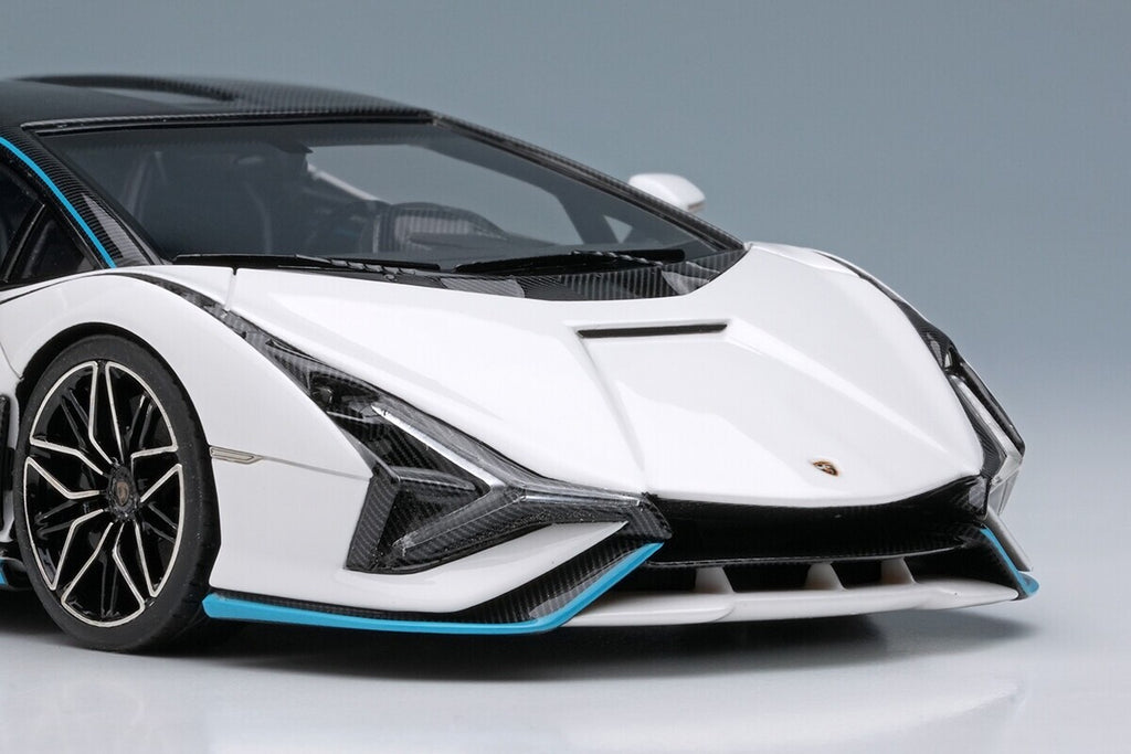EIDOLON EM675A 1/43 Lamborghini Sian FKP37 2019 with Stripe White/Visible Carbon
