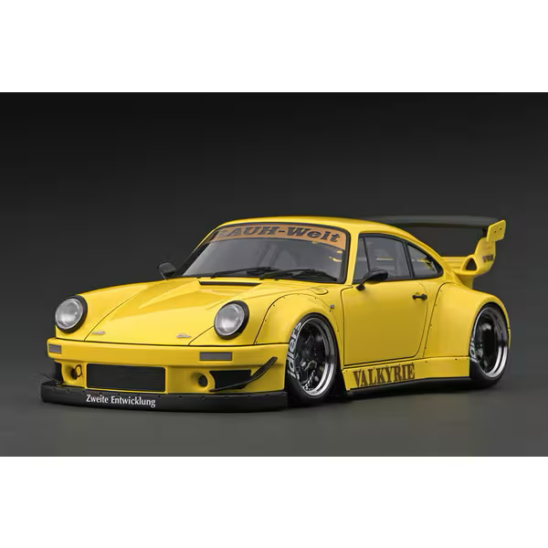 ignition model IG2482 1/18 Porsche 911 RWB 930 (Yellow) with RWB 964 with Engine