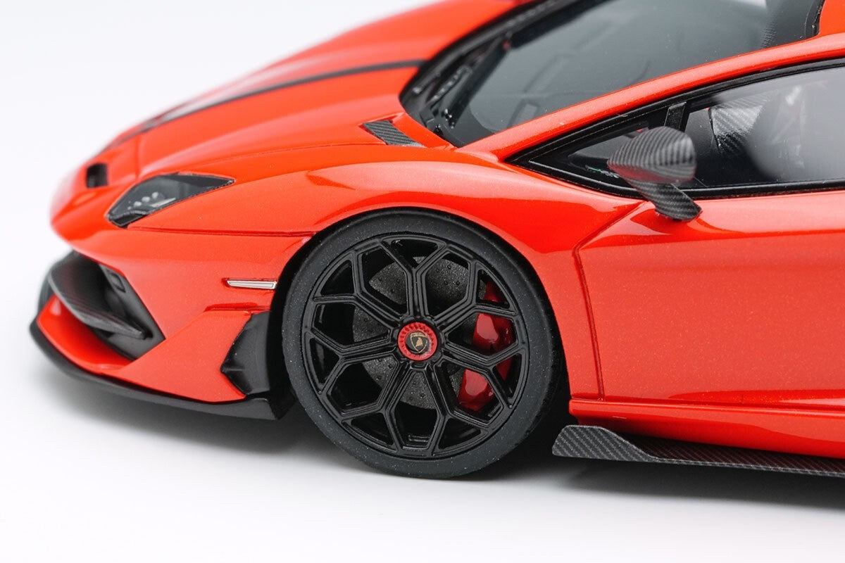 EIDOLON EM438L 1/43 Lamborghini Aventador SVJ 2018 Rosso Mars Black Stripe