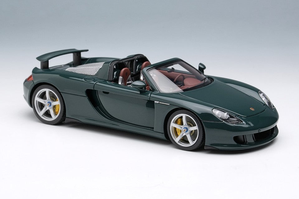 EIDOLON EM567E 1/43 Porsche Carrera GT 2004 British Racing Green Rear Wing Up