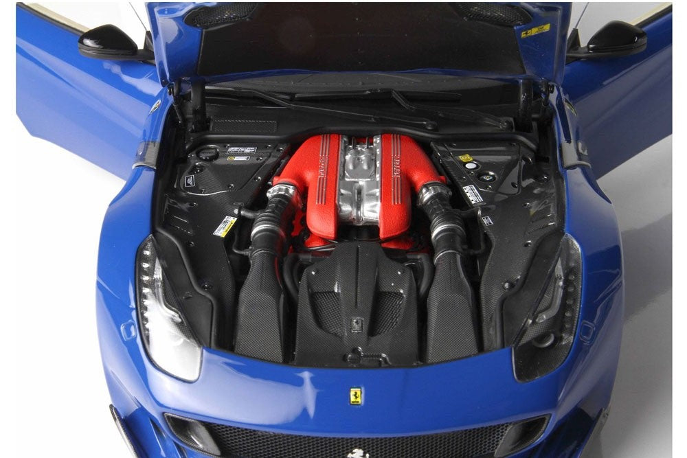 BBR BBR182100A1 1/18 Ferrari F12 TDF 2016 Azzurro Dino Blue Yellow Stripe