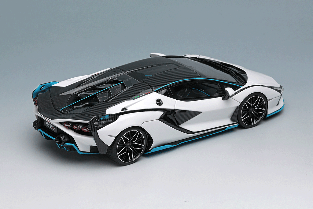 EIDOLON EM675A 1/43 Lamborghini Sian FKP37 2019 with Stripe White/Visible Carbon