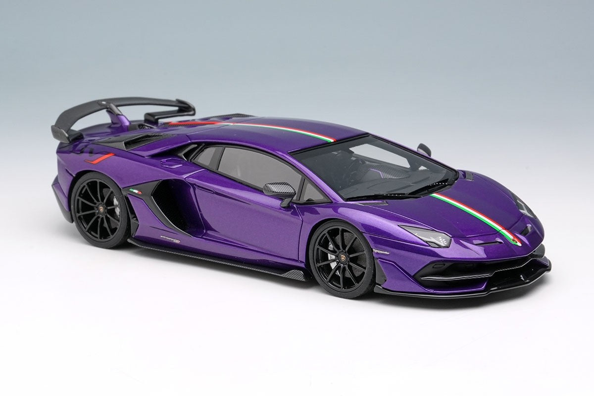 EIDOLON EM513G 1/43 Lamborghini Aventador SVJ 2018 Viola Pasifae Italian Stripe